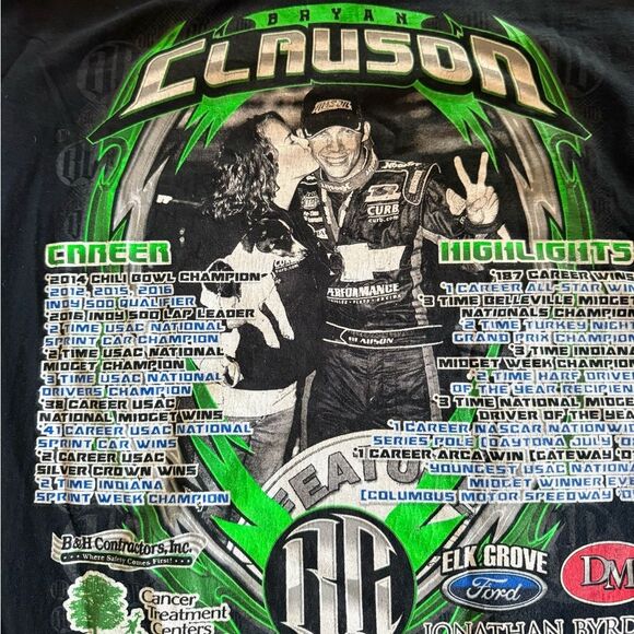 Gildan Black Bryan Clauson Racing Graphic Tee Rare Sprint Car Race Large - Picture 4 of 6
